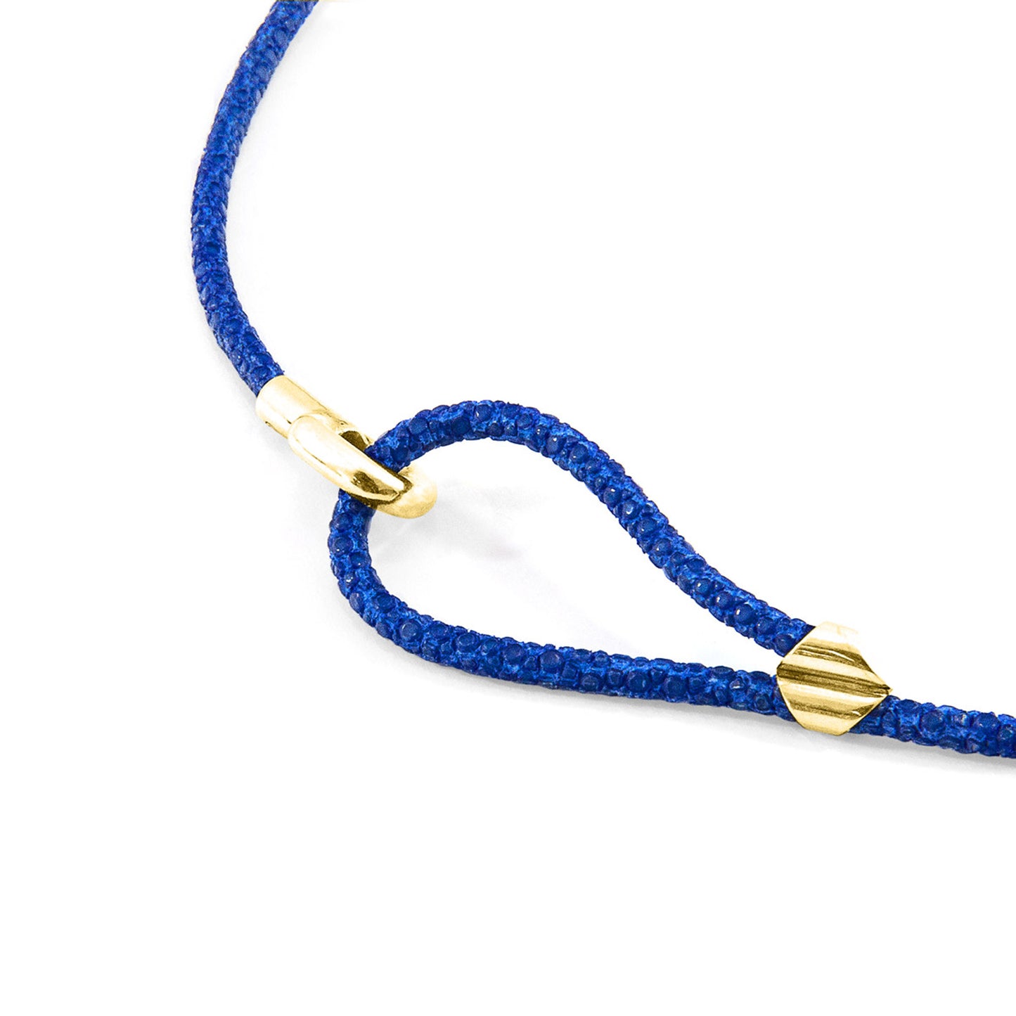 Anchor & Crew Azure Blue Blake – 9ct Yellow Gold & Stingray Leather Bracelet - British Handmade