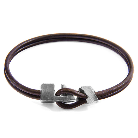 925 Sterling Silver & Natural Leather Bracelet - Golden Tide Brown