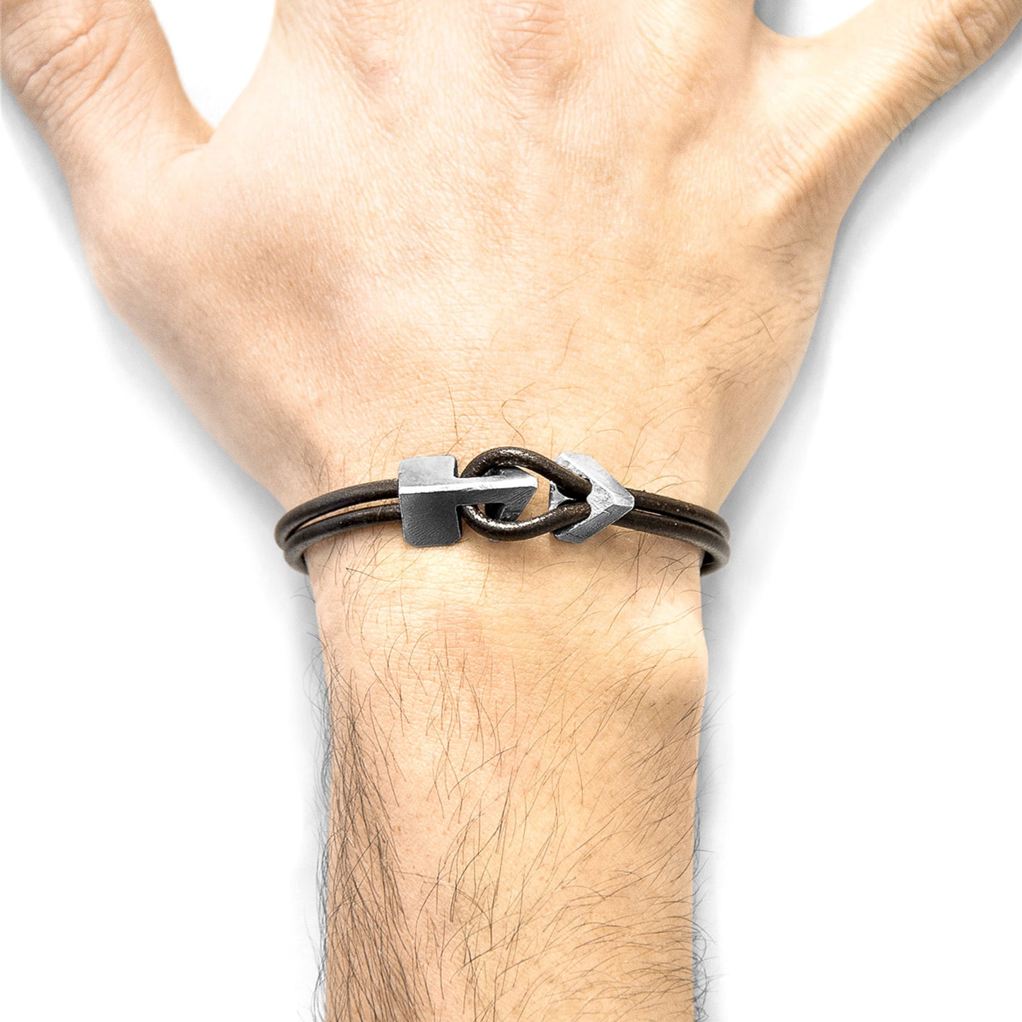 925 Sterling Silver & Natural Leather Bracelet - Golden Tide Brown