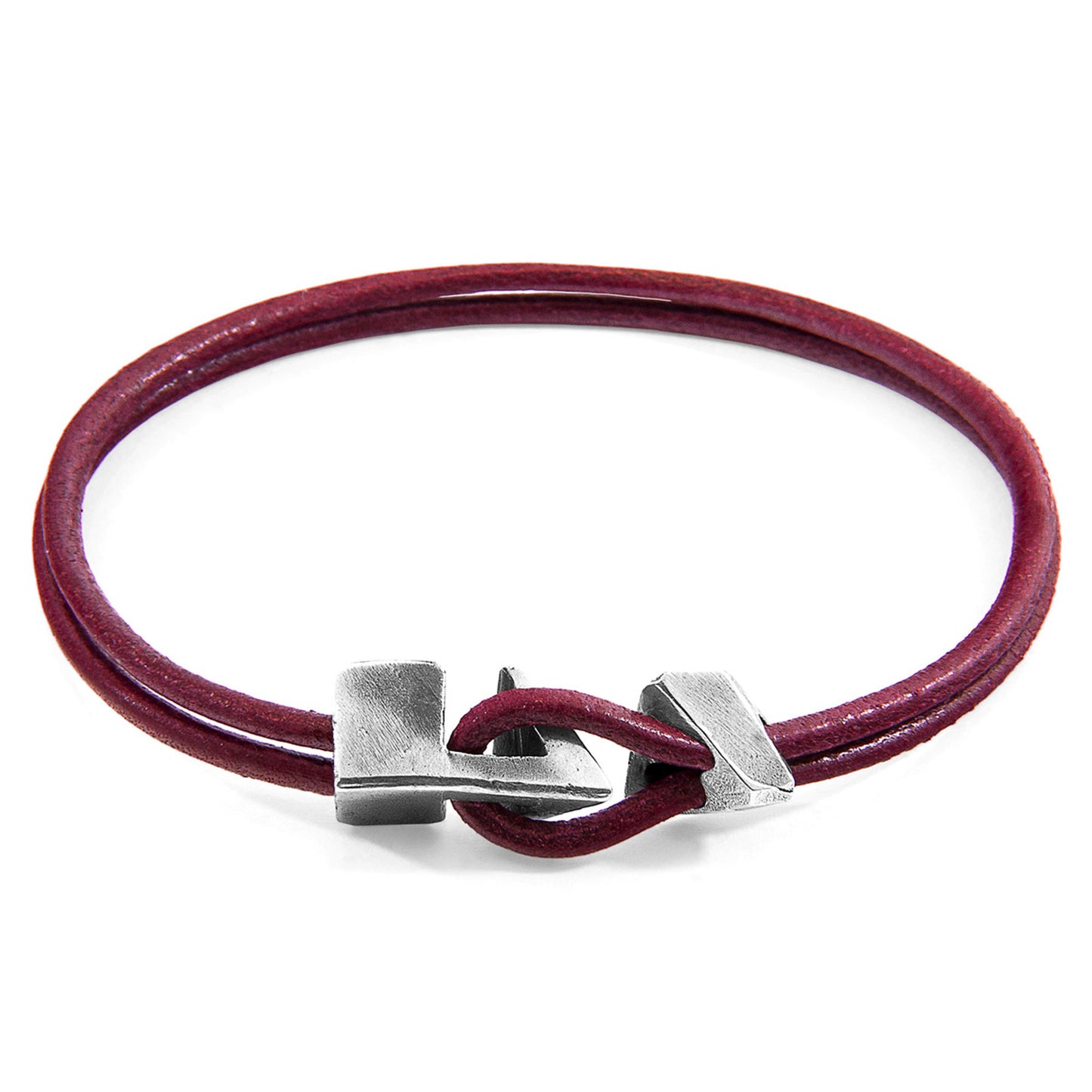 925 Sterling Silver & Natural Leather Bracelet - Golden Tide Red
