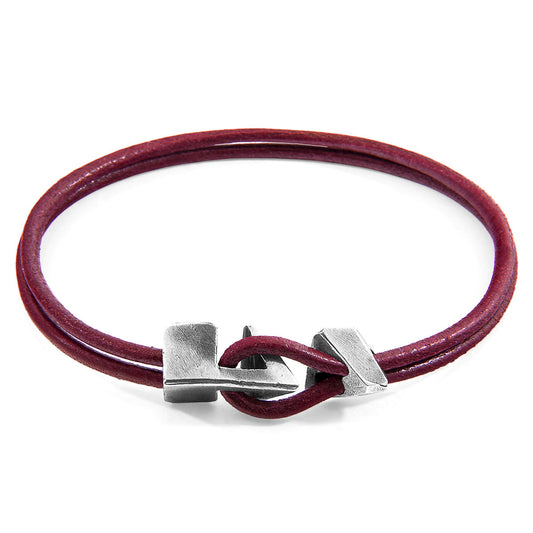 925 Sterling Silver & Natural Leather Bracelet - Golden Tide Red
