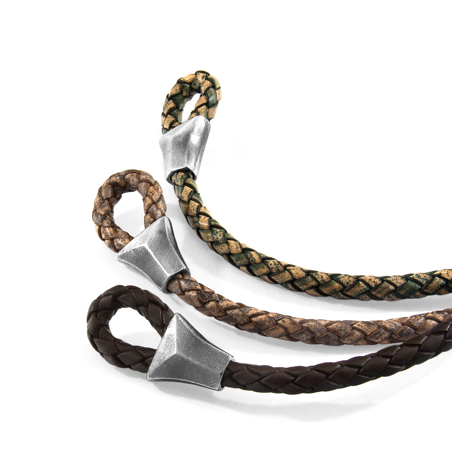 925 Sterling Silver & Natural Leather Bracelet - Classic Knot Black