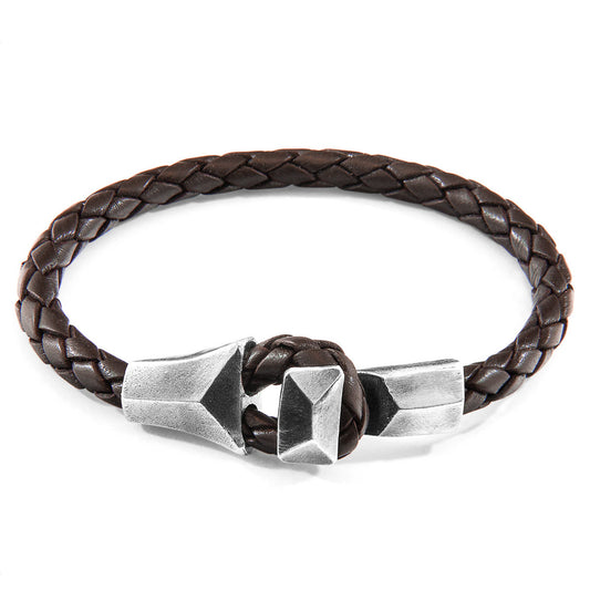 925 Sterling Silver & Natural Leather Bracelet - Classic Knot Brown