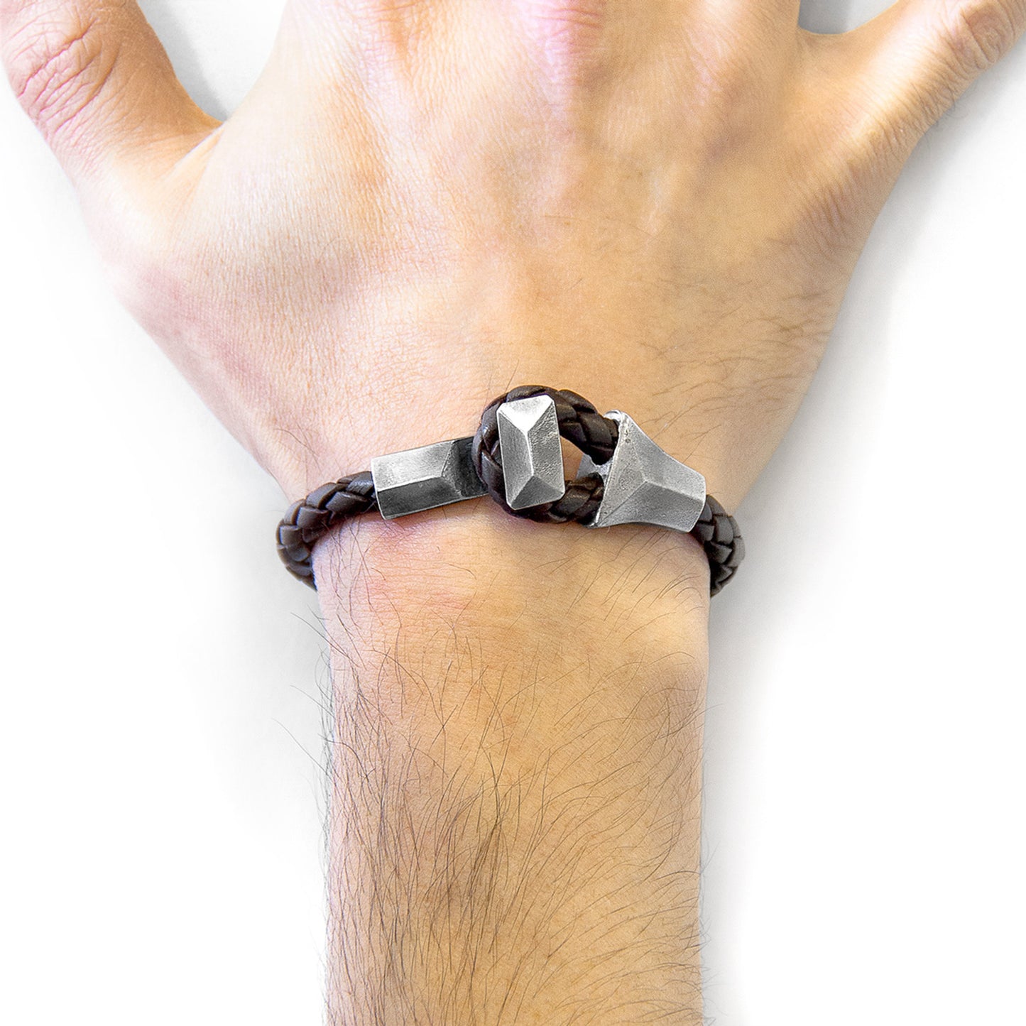 925 Sterling Silver & Natural Leather Bracelet - Classic Knot Brown