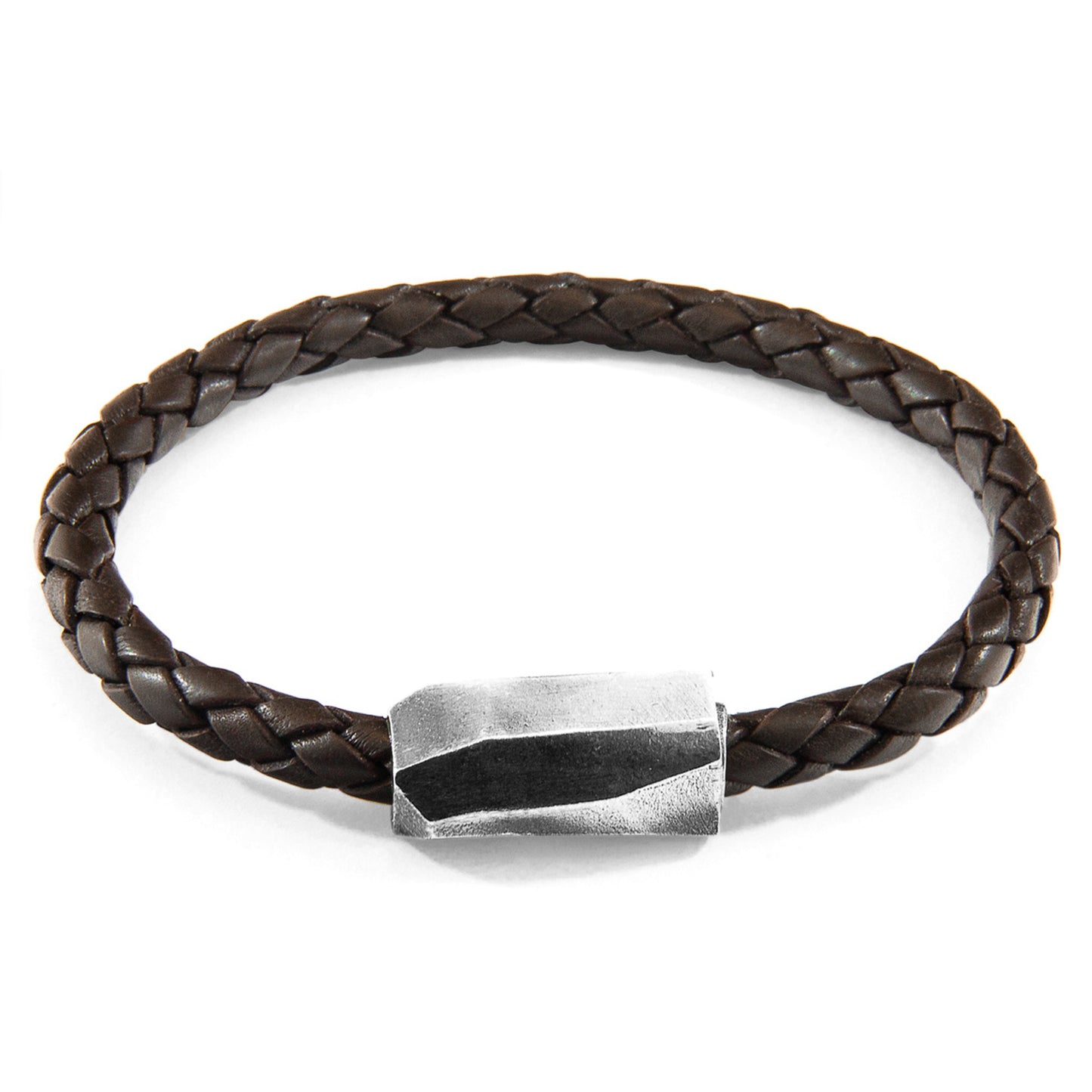 925 Sterling Silver & Natural Leather Bracelet - Mystic Rope Brown
