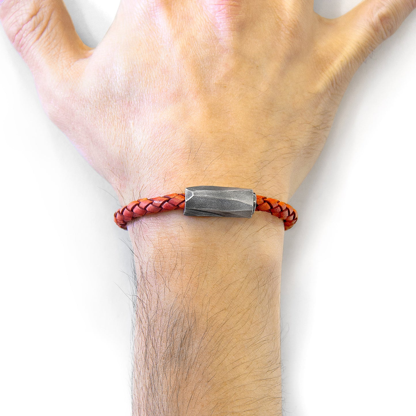 925 Sterling Silver & Natural Leather Bracelet - Mystic Rope Red