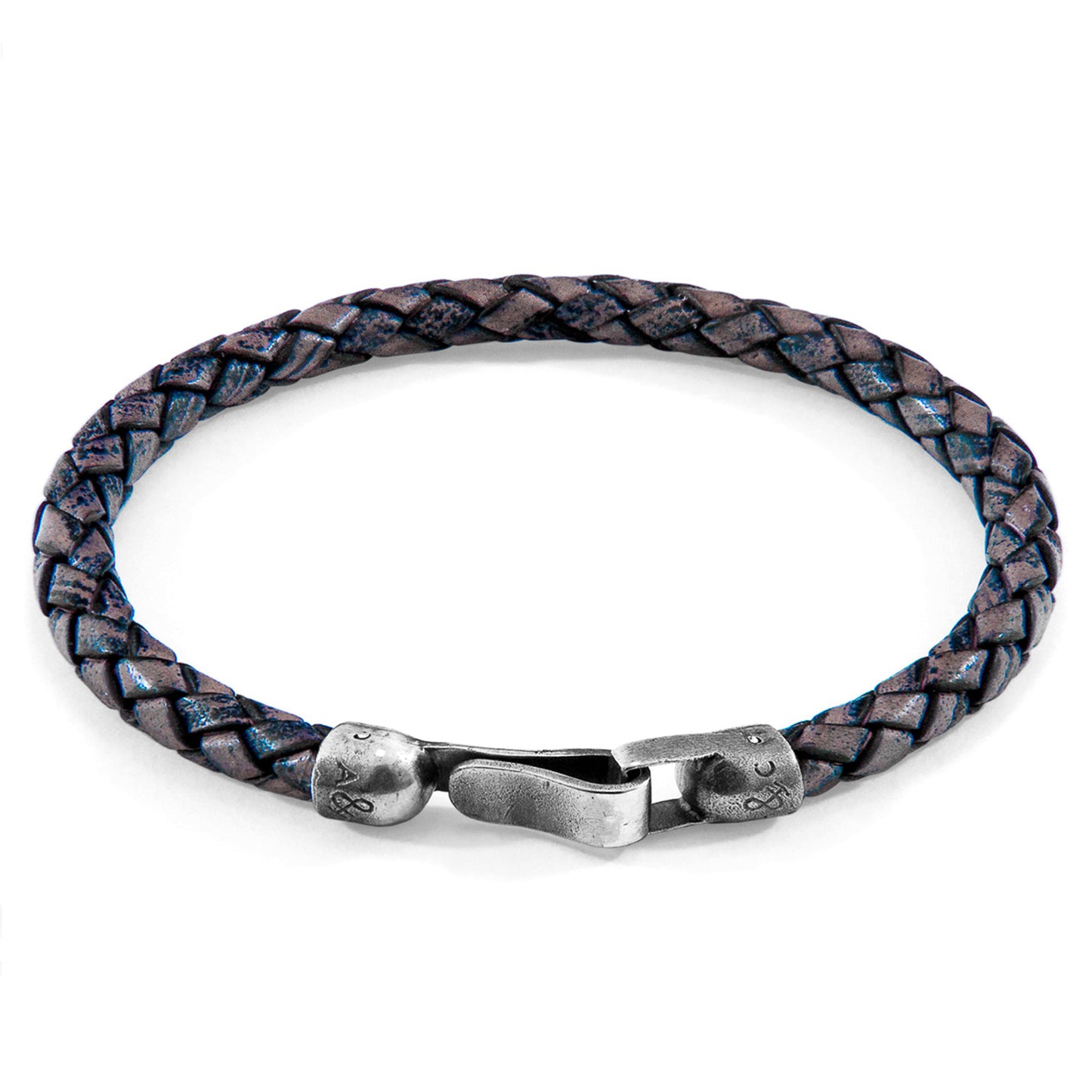 925 Sterling Silver & Natural Leather Bracelet - Silver Horizon Blue