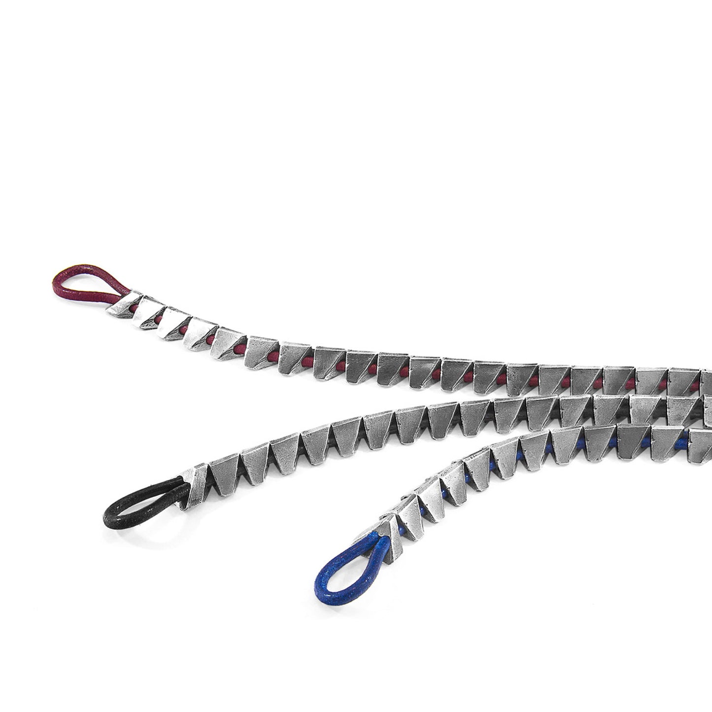 Imperium Red – Silver & Round Leather Bracelet - British Handmade