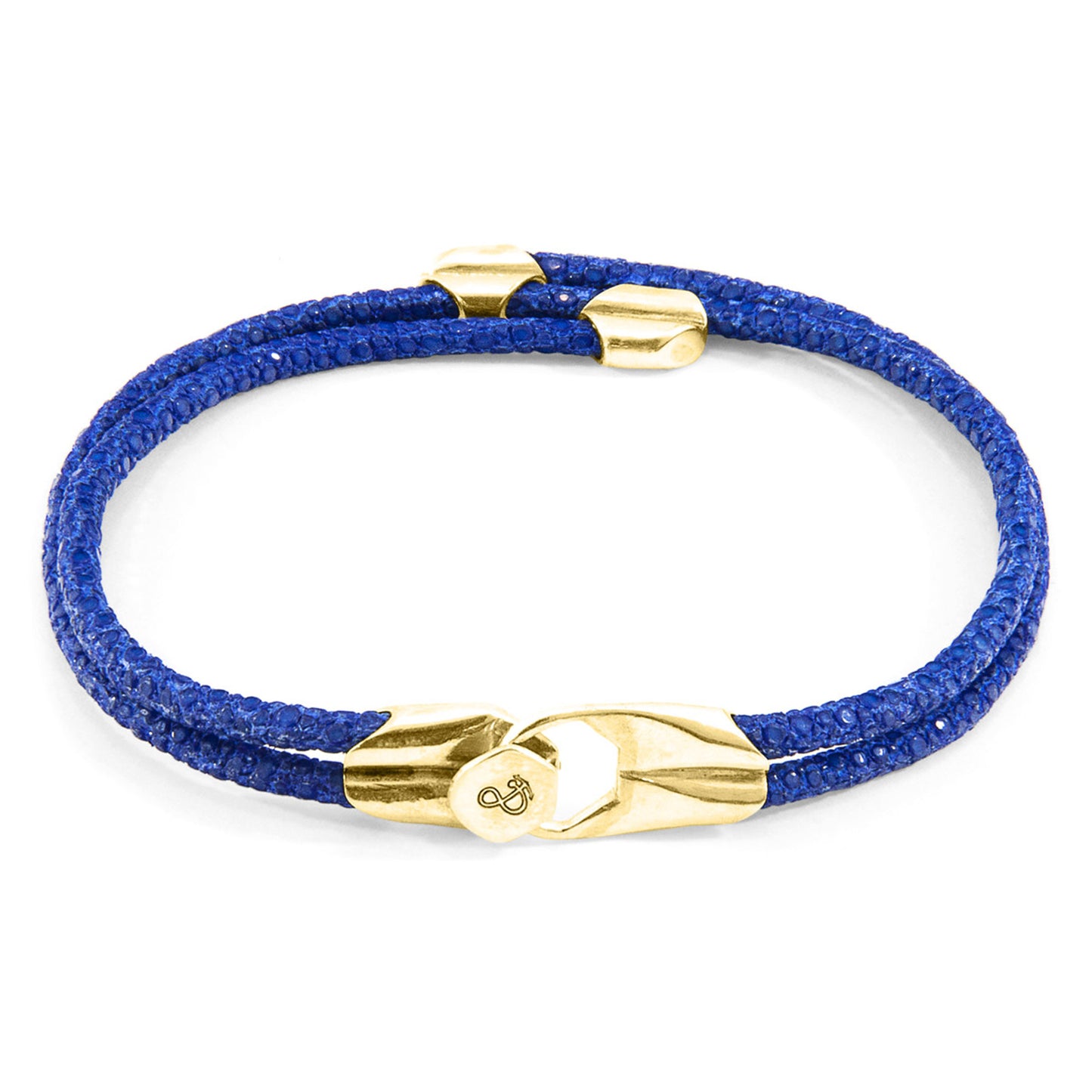 Anchor & Crew Conway – Azure Blue Stingray Leather & 9ct Yellow Gold Bracelet - British Handmade