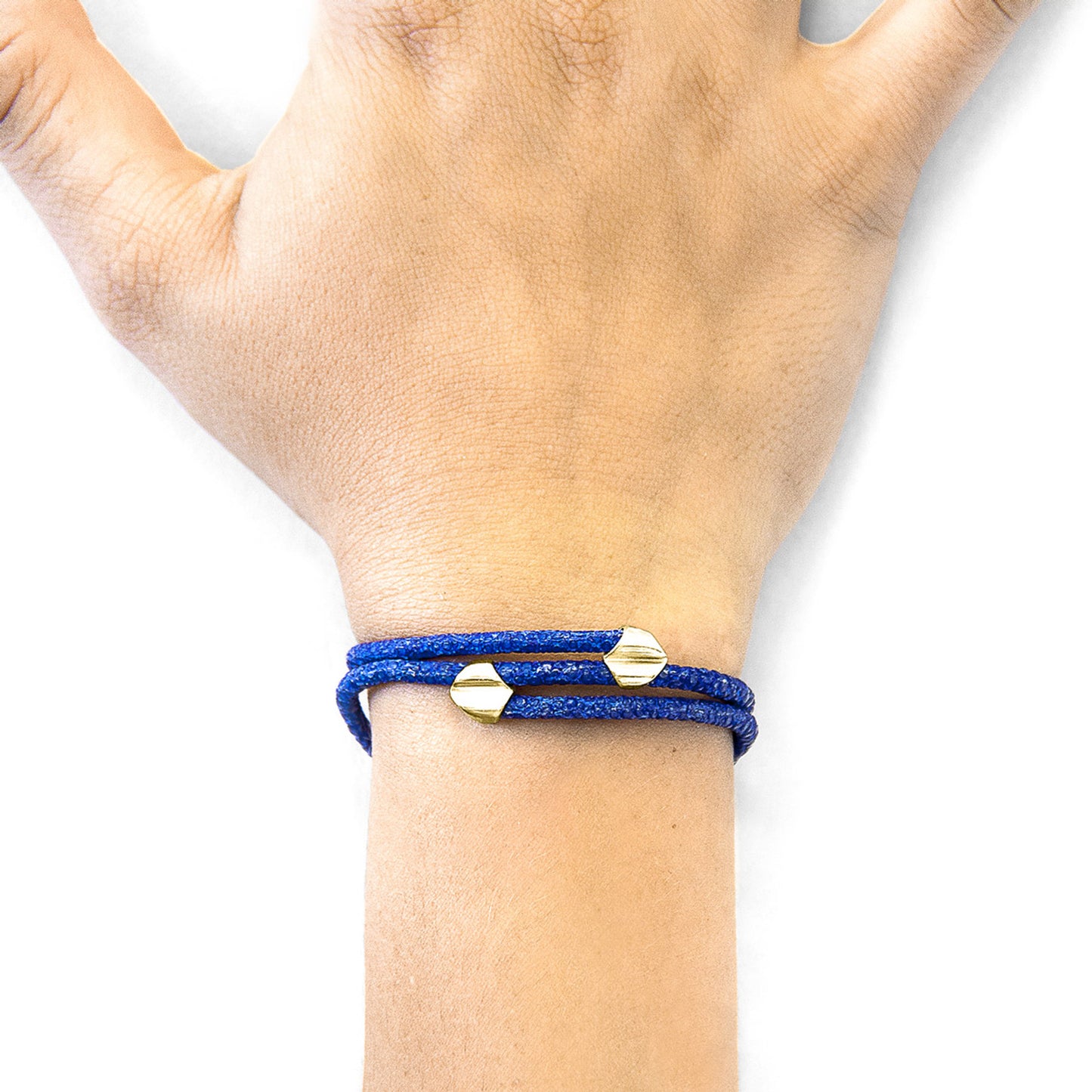 Anchor & Crew Conway – Azure Blue Stingray Leather & 9ct Yellow Gold Bracelet - British Handmade