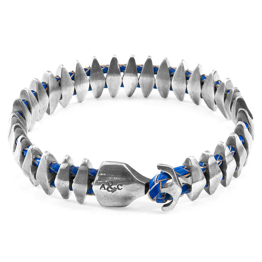 Drift Royal Blue – Silver & Braided Leather Bracelet - British Handmade