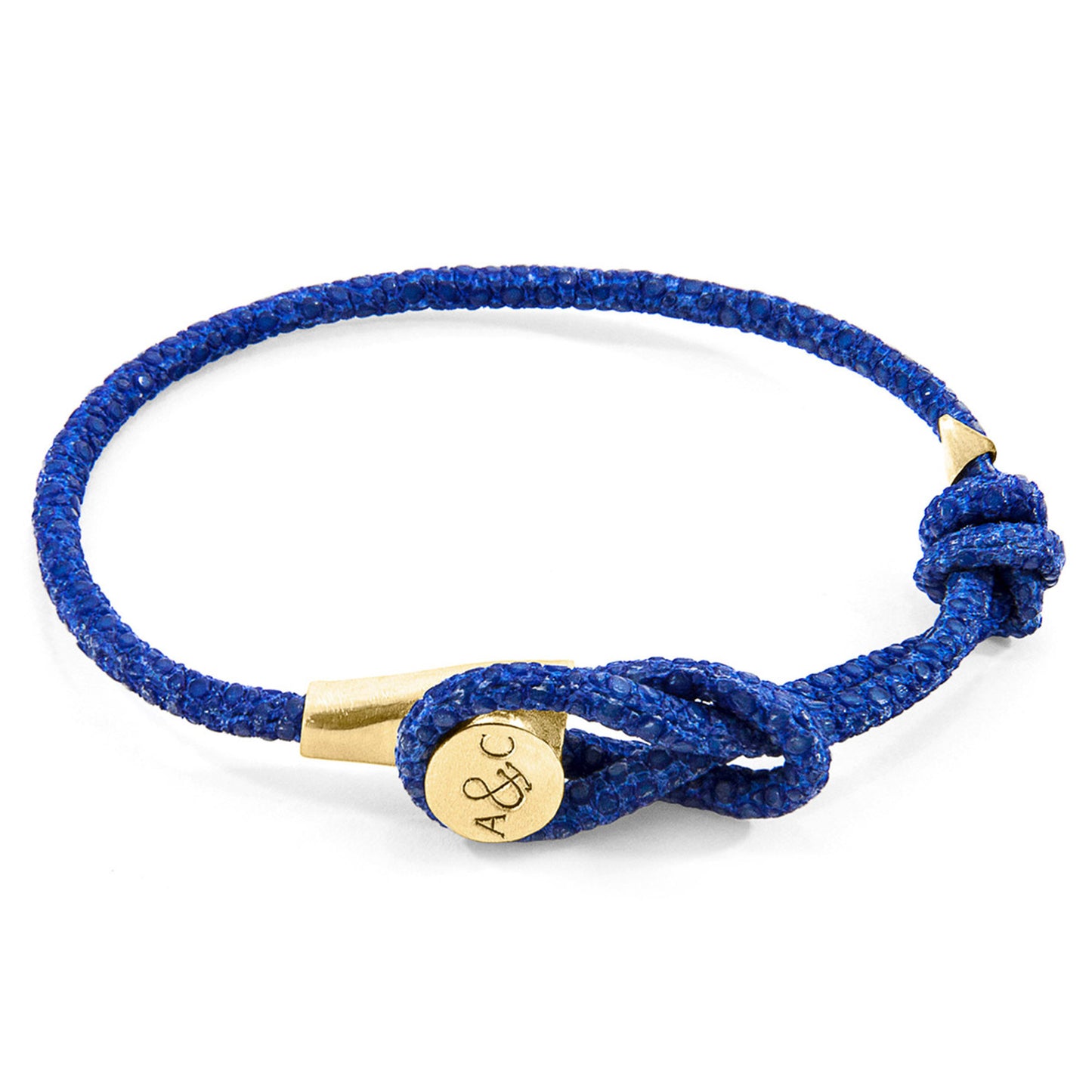 Anchor & Crew Dundee – Azure Blue Stingray Leather & 9ct Yellow Gold Bracelet – British Handmade
