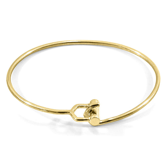 Crown – MIDI Geometric 9ct Yellow Gold Bangle – Handmade British Jewelry