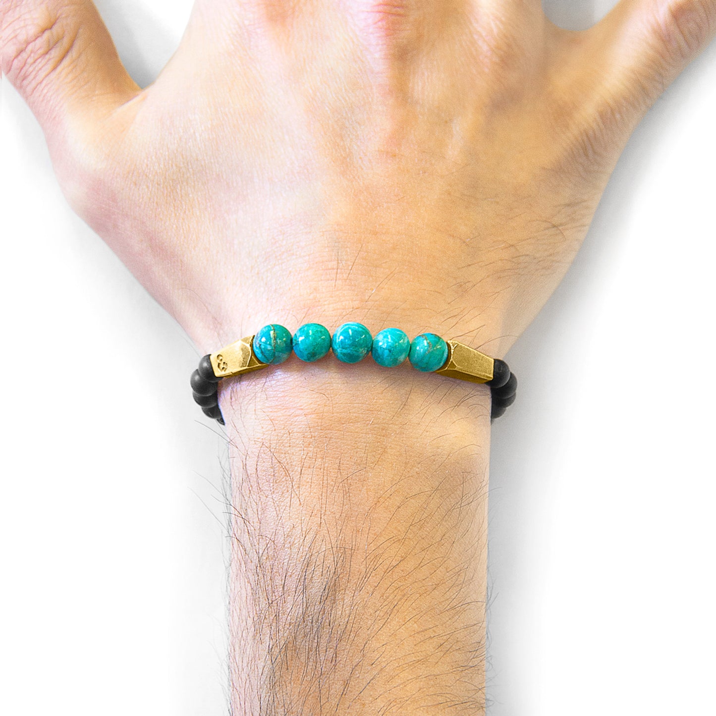 Anchor & Crew Hukou – Blue Turquoise & 9ct Yellow Gold Bracelet – Handmade British Jewelry