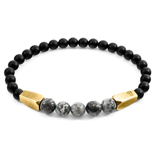 Polaris – Grey Jasper & 9ct Yellow Gold Bracelet – Handmade British Jewelry