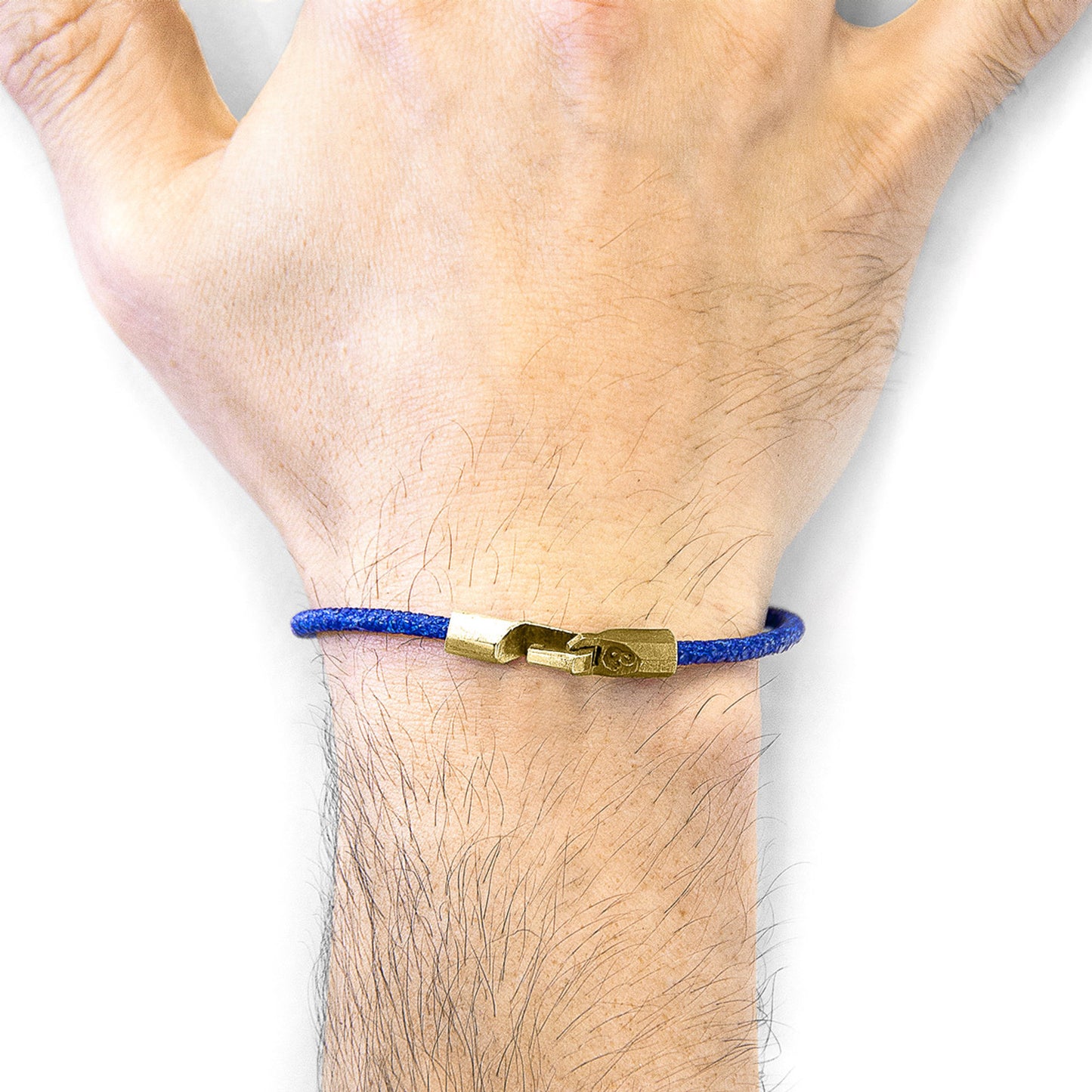 Anchor & Crew Talbot Bracelet – Azure Blue Stingray Leather & Solid 9ct Yellow Gold – Handmade British Design