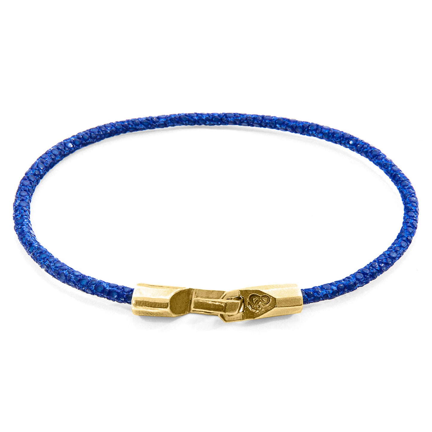Anchor & Crew Talbot Bracelet – Azure Blue Stingray Leather & Solid 9ct Yellow Gold – Handmade British Design