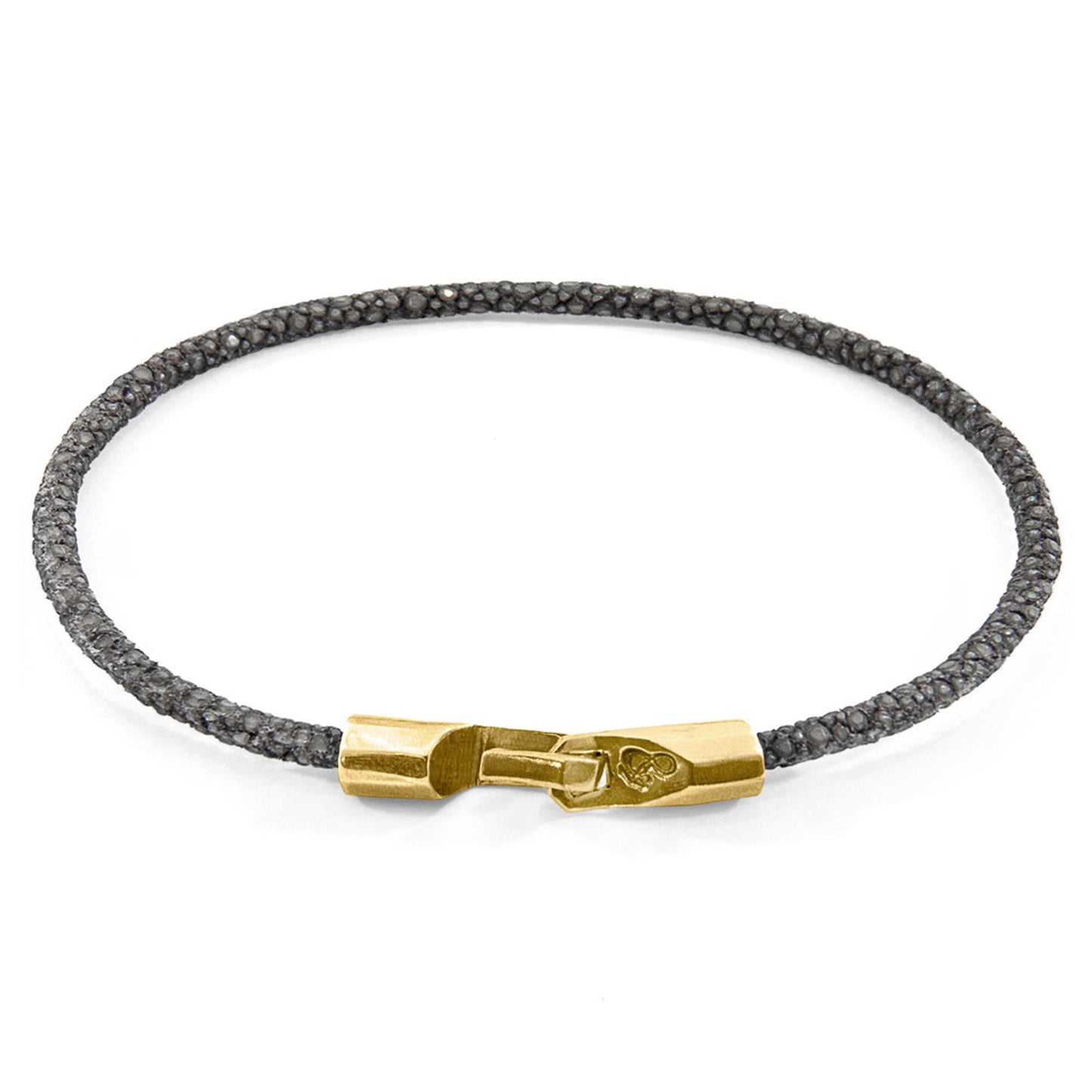 Bracelet Talbot Anchor & Crew – Cuir de raie gris ombré et or jaune massif 9 carats – Design britannique fait main