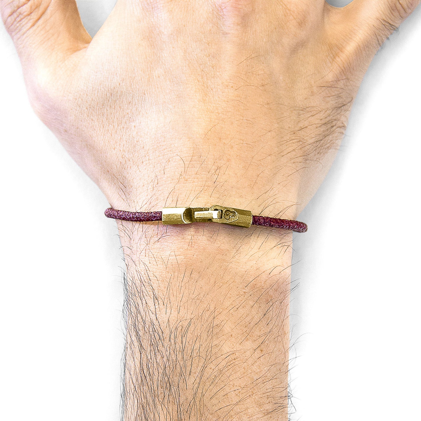 Anchor & Crew Talbot Bracelet – Bordeaux Red Stingray Leather & Solid 9ct Yellow Gold – Handmade British Design