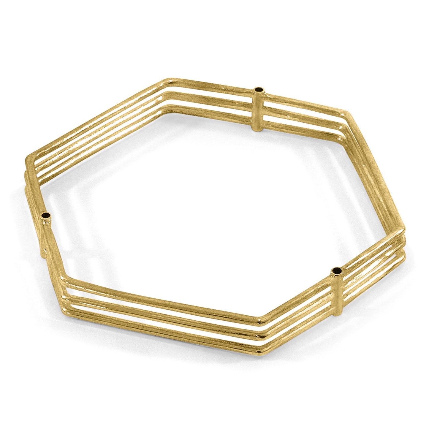 Solara Bangle – Tri-Rail Maxi Geometric Design & Solid 9ct Yellow Gold – Handmade British Jewelry