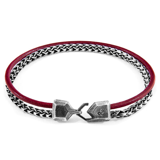 925 Sterling Silver  & Natural Leather Bracelet - Deep Tide