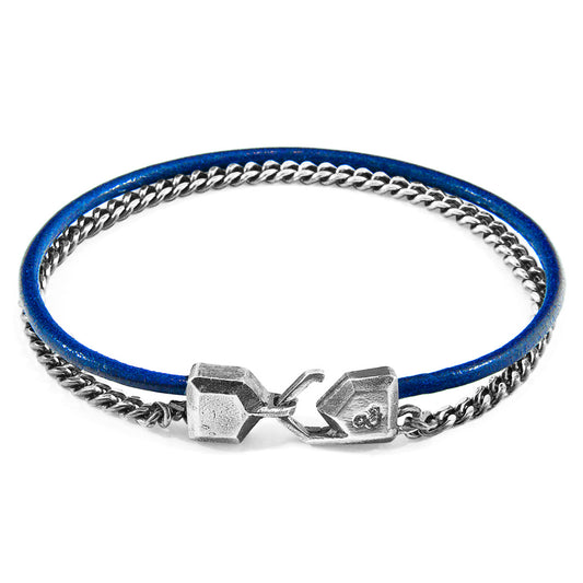 925 Sterling Silver & Natural Leather Bracelet - Braid Royal
