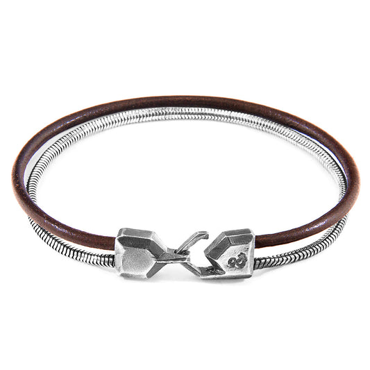 925 Sterling Silver & Natural Leather Bracelet - The Stone