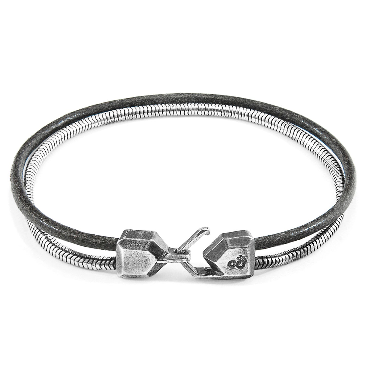 925 Sterling Silver & Natural Leather Bracelet - Silver Edge