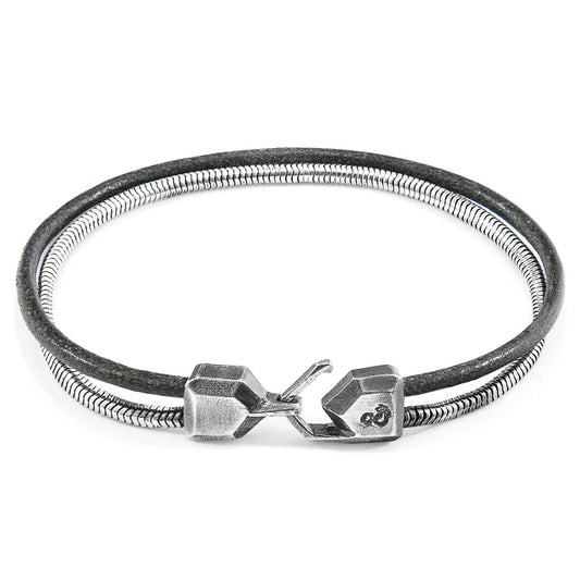 925 Sterling Silver & Natural Leather Bracelet - Silver Edge