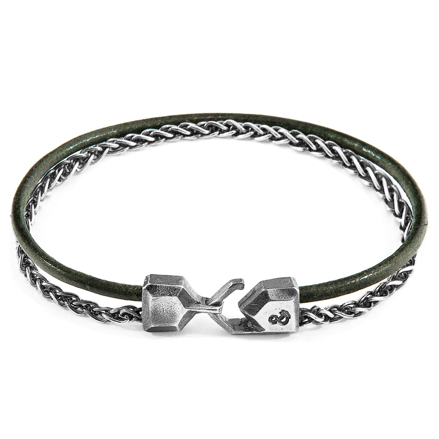 925 Sterling Silver & Natural Leather Bracelet - Noble Horizon