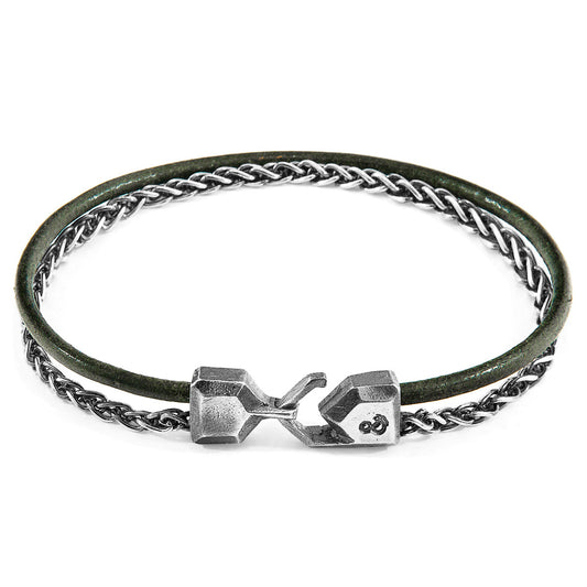 925 Sterling Silver & Natural Leather Bracelet - Noble Horizon