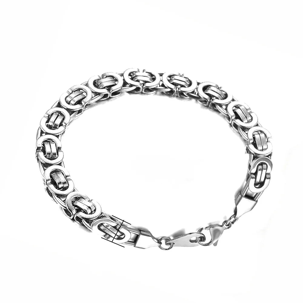 Gold/Silver Flat Byzantine Bracelet – Men & Women Stainless Steel