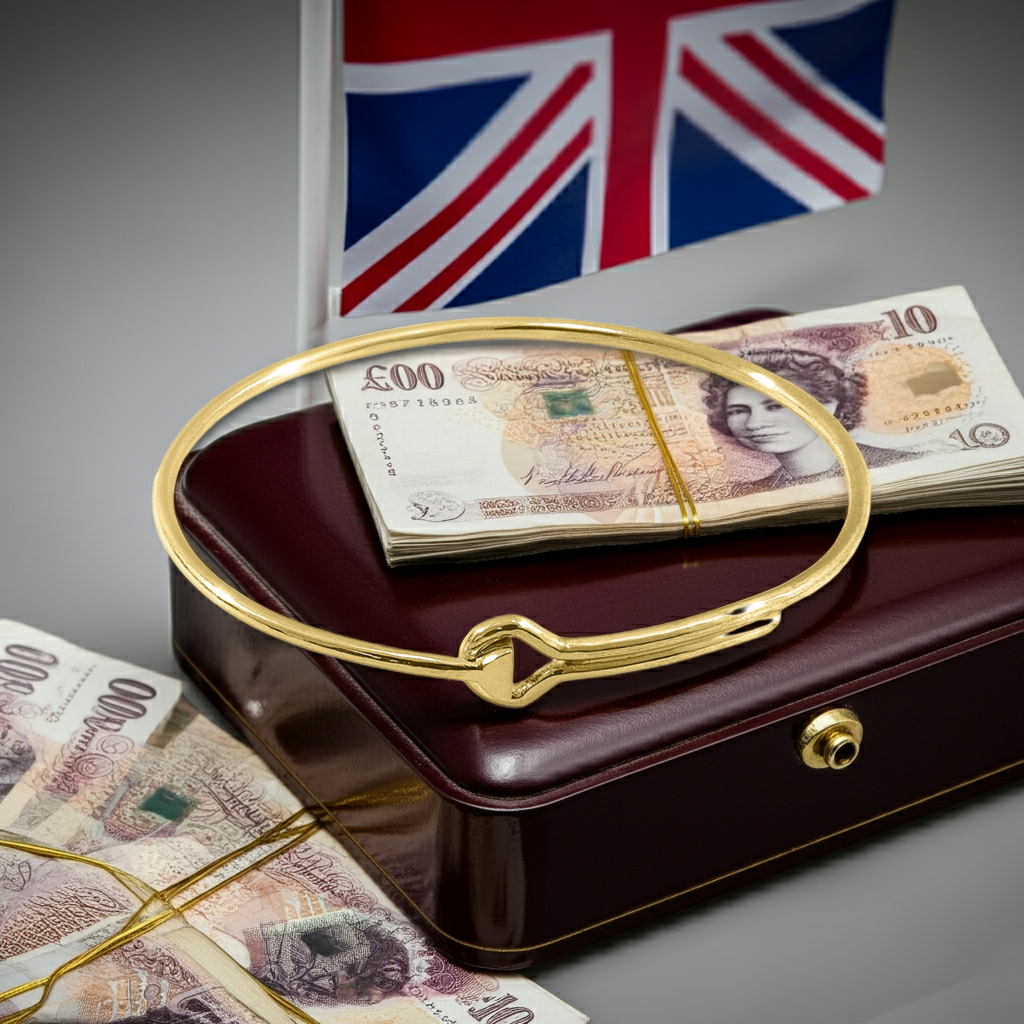 Bracelet Anchor & Crew Sutton Gate – Motif géométrique Midi en or jaune massif 9 carats – Bijoux britanniques faits main