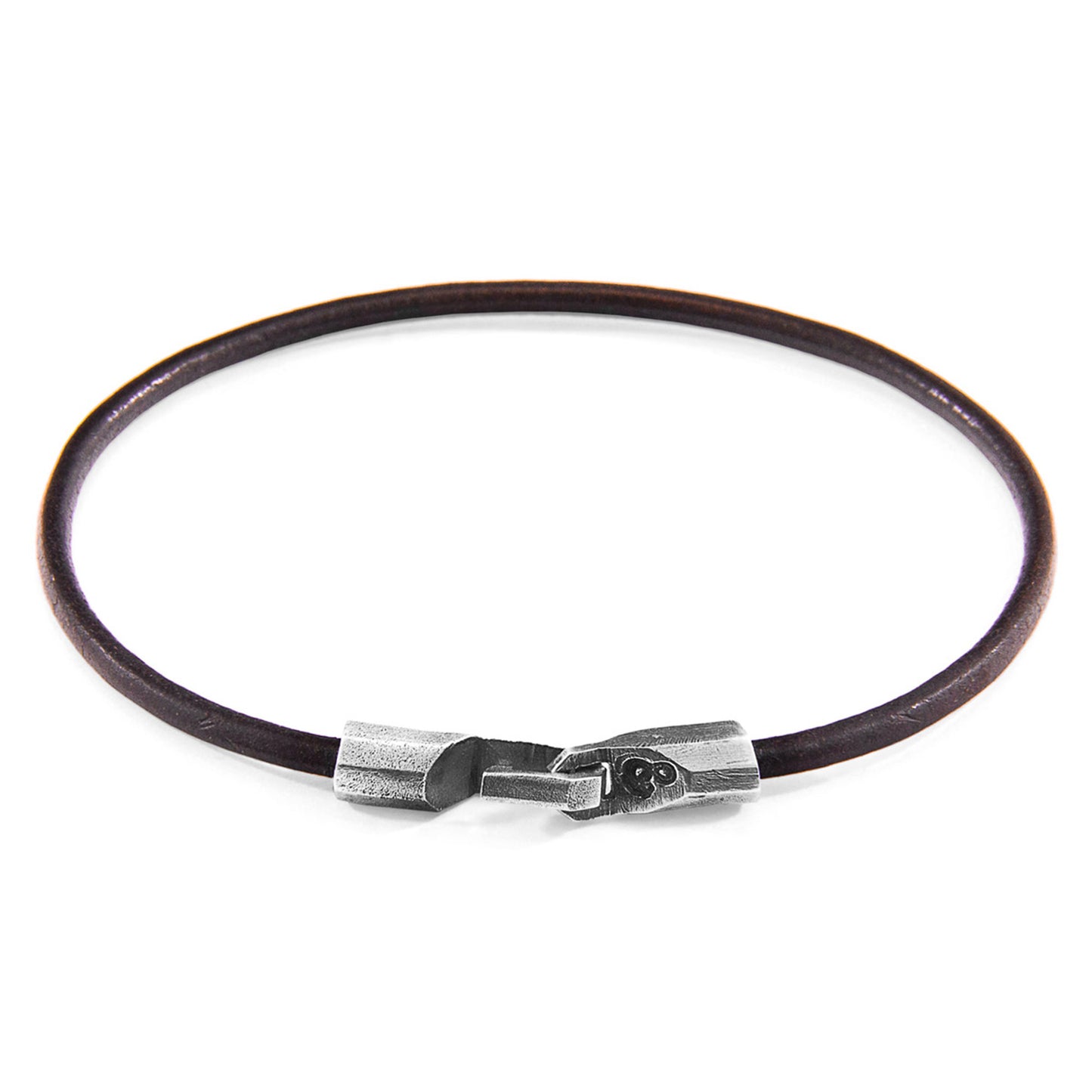 925 Sterling Silver & Natural Leather Bracelet - Midnight Wave Brown
