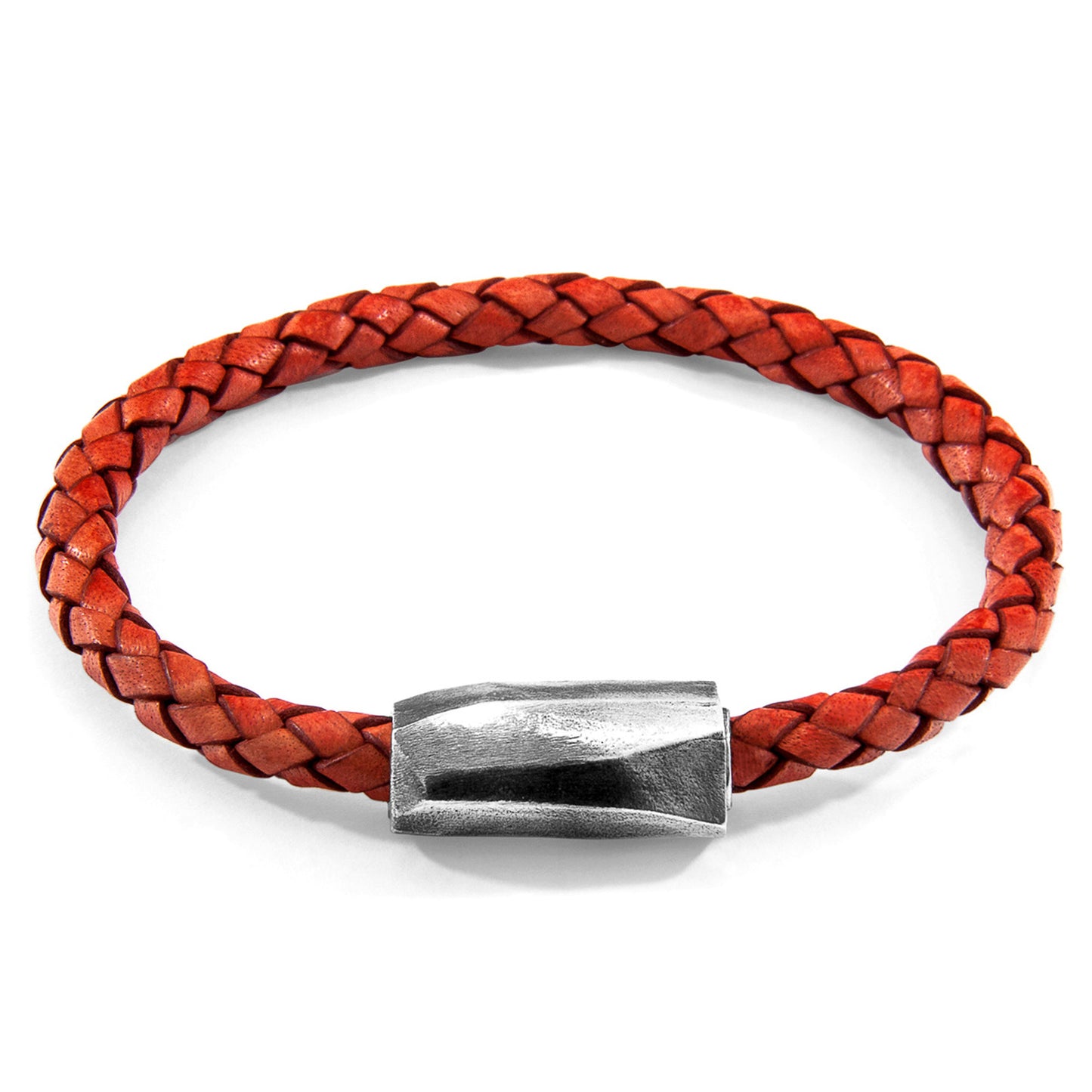 925 Sterling Silver & Natural Leather Bracelet - Mystic Rope Red