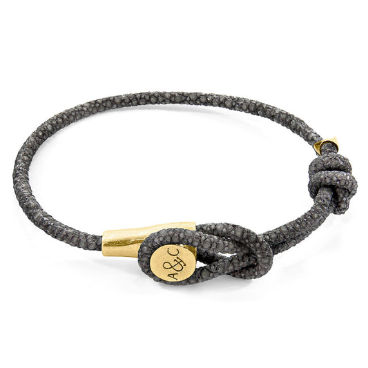 Anchor & Crew Dundee – Shadow Grey Stingray Leather & 9ct Yellow Gold Bracelet – British Craftsmanship