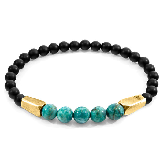 Anchor & Crew Hukou – Blue Turquoise & 9ct Yellow Gold Bracelet – Handmade British Jewelry