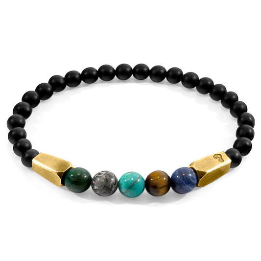 Anchor & Crew Hukou – Multicoloured Multi-Gem & 9ct Yellow Gold Bracelet – Handmade British Jewelry