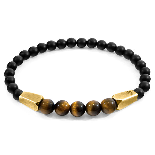 Anchor & Crew Hukou – Brown Tiger’s Eye & 9ct Yellow Gold Bracelet – Handmade British Jewelry