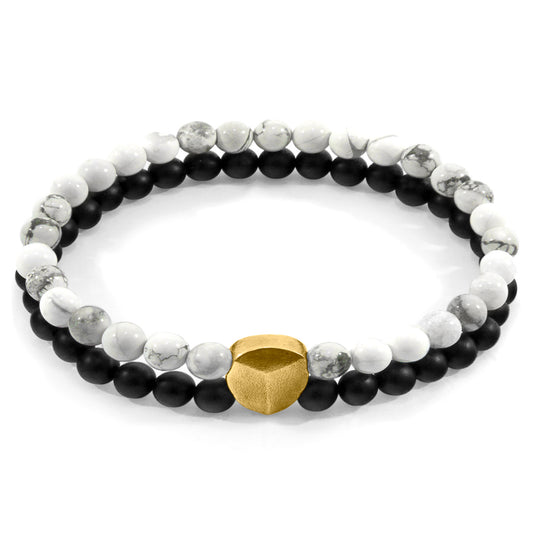 Anchor & Crew Iguazu – White Howlite & 9ct Yellow Gold Bracelet – Handmade British Jewelry