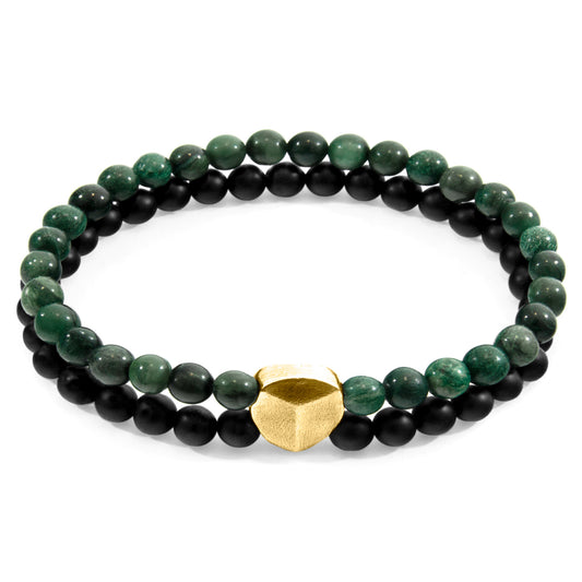 Anchor & Crew Iguazu – Green Jade & 9ct Yellow Gold Bracelet – Handmade British Jewelry