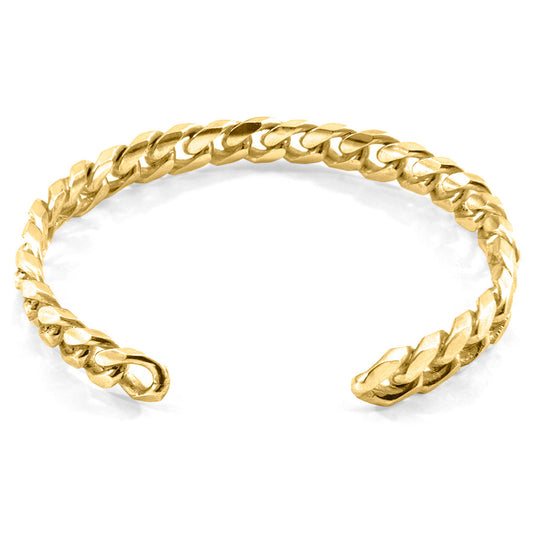 Anchor & Crew Jib Sail – 9ct Yellow Gold Chain Bangle – Handmade British Jewelry