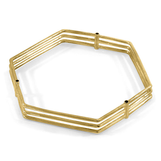 Solara Bangle – Tri-Rail Maxi Geometric Design & Solid 9ct Yellow Gold – Handmade British Jewelry