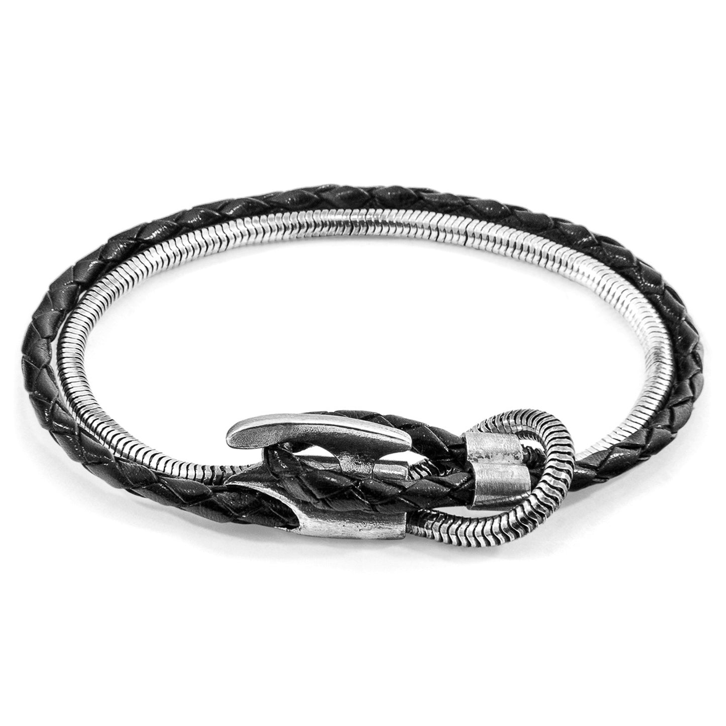 925 Sterling Silver & Natural Leather Bracelet - Ocean Crest