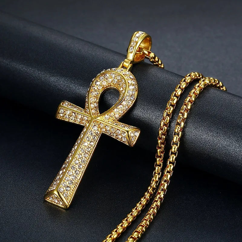 Ankh Cross Pendant with Rhinestones