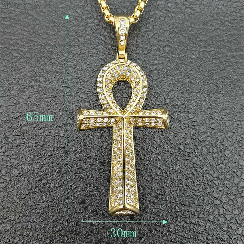 Ankh Cross Pendant with Rhinestones