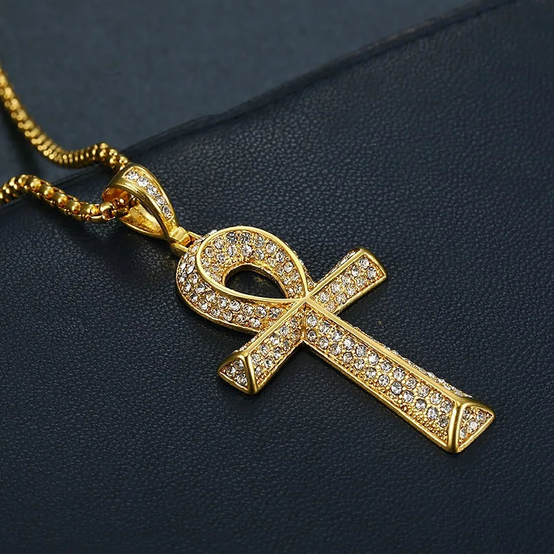 Ankh Cross Pendant with Rhinestones