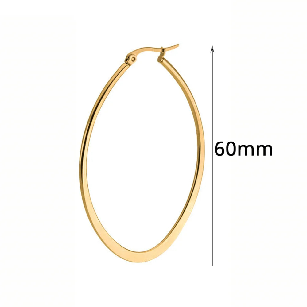 Fashion Punk Flat Circle Earrings Gold