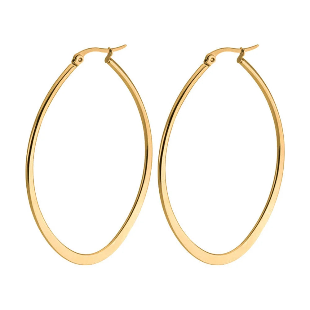 Fashion Punk Flat Circle Earrings Gold