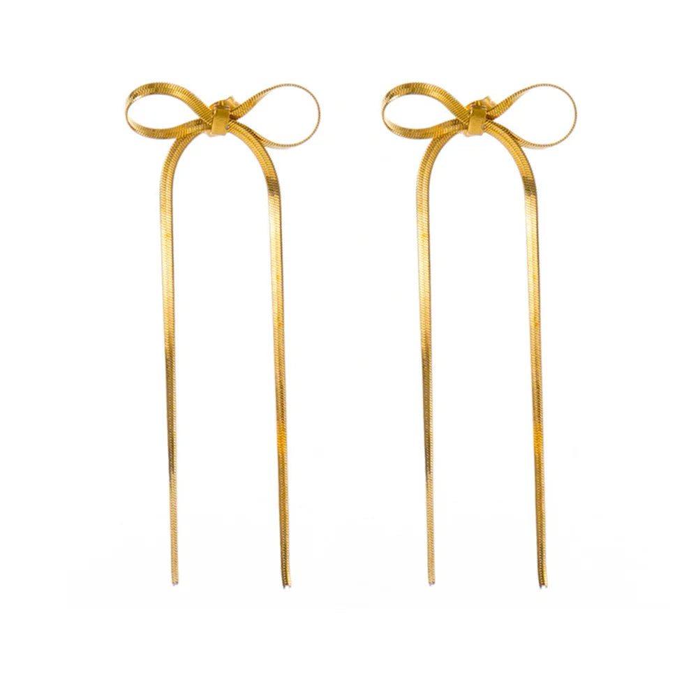 Gold Bowknot Earrings for Women Girls